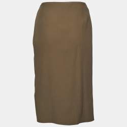 Versace Moss Green Crepe Draped Knee-Length Skirt S