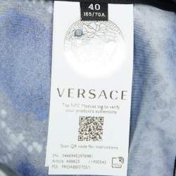 Pre Owned Versace Grey Snakeskin Print Coated Knit Leggings S