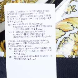 Pre Owned Versace Gold & Black Coated Knit Barocco Print Leggings M