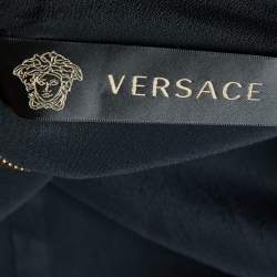 Pre Owned Versace Black Printed Crepe Paneled Sleeveless Shift Dress S