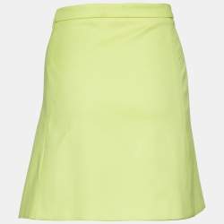 Versace Lime Green Stretch Cotton Zip Detail Mini Skirt S