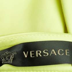 Versace Lime Green Stretch Cotton Zip Detail Mini Skirt S