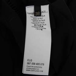 Pre Owned Versace Black Silk Embroidered Stud-Collar Shirt S