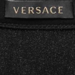 Pre Owned Versace Black Silk Embroidered Stud-Collar Shirt S