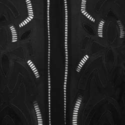 Pre Owned Versace Black Silk Embroidered Stud-Collar Shirt S