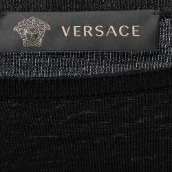 Pre Owned Versace Black Wool Button-Embellished Knitted Jumper S  