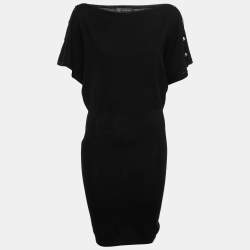 Pre Owned Versace Black Wool Button-Embellished Knitted Jumper S  