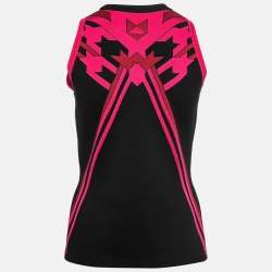 Versace Black & Pink Geometric Pattern Knit Top M