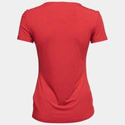 Pre Owned Versace Red Jersey Tiger Printed Flocked Round Neck T-Shirt L