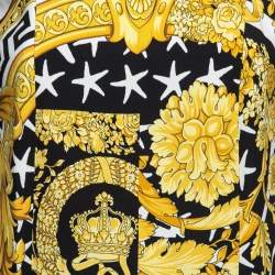 Pre Owned Versace Black Baroque Printed Crepe Shift Dress S
