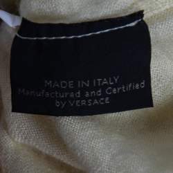 Pre Owned Versace Yellow Cashmere Button Front Cardigan L