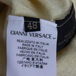 Pre Owned Versace Yellow Cashmere Button Front Cardigan L