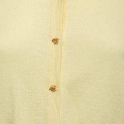 Pre Owned Versace Yellow Cashmere Button Front Cardigan L