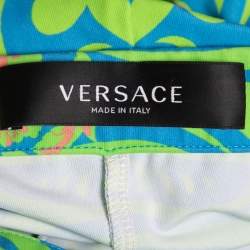 Pre Owned Versace Green Printed Stretch Knit Leggings XS