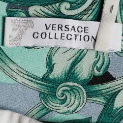 Versace Collection Green Baroque Print Crepe Pencil Skirt L