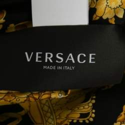 Pre Owned Versace Black Medusa Print Cotton & Silk Reversible Belted Jacket S