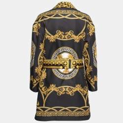 Pre Owned Versace Black Medusa Print Cotton & Silk Reversible Belted Jacket S