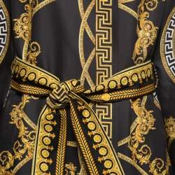 Pre Owned Versace Black Medusa Print Cotton & Silk Reversible Belted Jacket S
