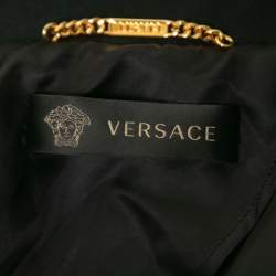 Pre Owned Versace Black Crepe & Lace Inset Raw Hem Blazer S