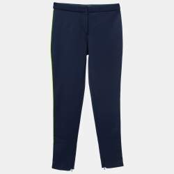 Versace Navy Blue Stretch Contrast Piping Detail Leggings S