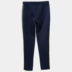 Versace Navy Blue Stretch Contrast Piping Detail Leggings S