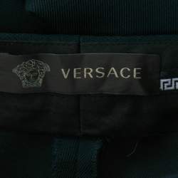 Versace Navy Blue Stretch Contrast Piping Detail Leggings S