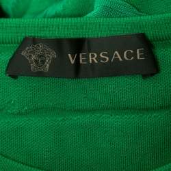 مملوكة مسبقًا Versace Green Jacquard Stripe Knit Sweater S 