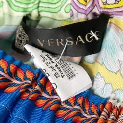 Versace Multicolor Printed Silk Straight Leg Trousers S