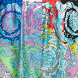 Versace Multicolor Printed Silk Straight Leg Trousers S