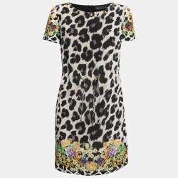 Versace Multicolor Printed Silk Drawstring Detail Dress M