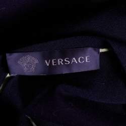 Versace Black Knit Contrast Detail Button Front Cardigan L