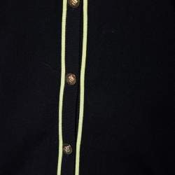 Versace Black Knit Contrast Detail Button Front Cardigan L