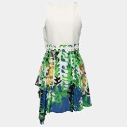 Versace Colorblock Silk Asymmetric Hem Dress M