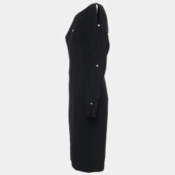 Pre Owned Versace Black Crepe Cutout Detail Midi Dress M