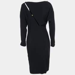 Pre Owned Versace Black Crepe Cutout Detail Midi Dress M