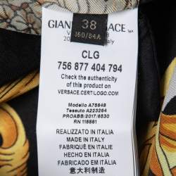 Pre Owned  Versace Black Baroque Printed Silk Shirt Dress S
