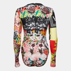Pre Owned Versace Multicolor Floral Mania Print Stretch Jersey Bodysuit S