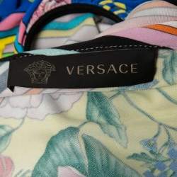 Versace Multicolor Stretch Jersey Ruched Bodycon Dress M