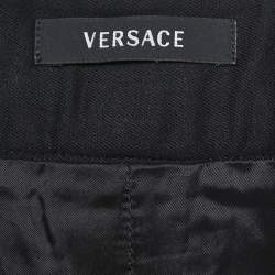 Pre Owned تنورة فيرساتشي صوف أسود مستقيمة مقاس كبير - لارج