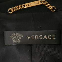 Pre Owned Versace Black Crepe-Wool Belted Blazer XS