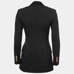 Pre Owned Versace Black Crepe-Wool Belted Blazer XS
