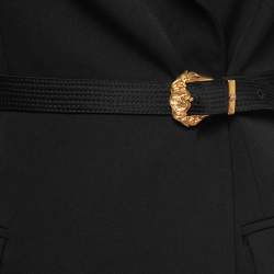 Pre Owned Versace Black Crepe-Wool Belted Blazer XS