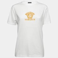 Versace White Cotton Medusa Embroidered Logo T Shirt XL