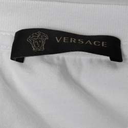 Versace White Cotton Medusa Embroidered Logo T Shirt XL