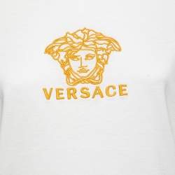 Versace White Cotton Medusa Embroidered Logo T Shirt XL