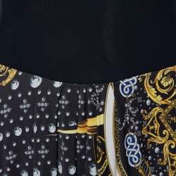 Pre Owned Versace Collection Black Baroque printed Jersey Long Sleeve Mini Dress M