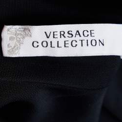 Pre Owned Versace Collection Black Baroque printed Jersey Long Sleeve Mini Dress M