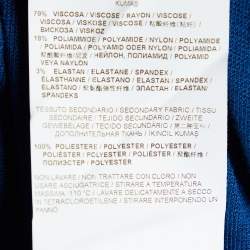Versace Blue Knit & Chiffon Paneled V-Neck Jumper XXS