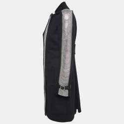 Versace Black Wool Embellished Mid-Length Coat S