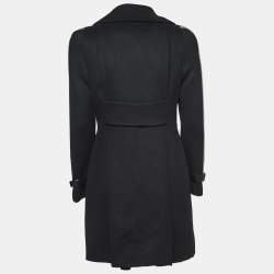 Versace Black Wool Embellished Mid-Length Coat S